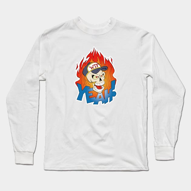 Skull on fire Long Sleeve T-Shirt by Vick Debergh